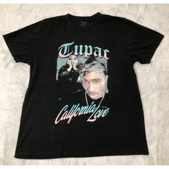 2Pac Other - 2Pac Tupac Shakur Shirt Mens Medium Black Pink Blue California Love Music Rapper